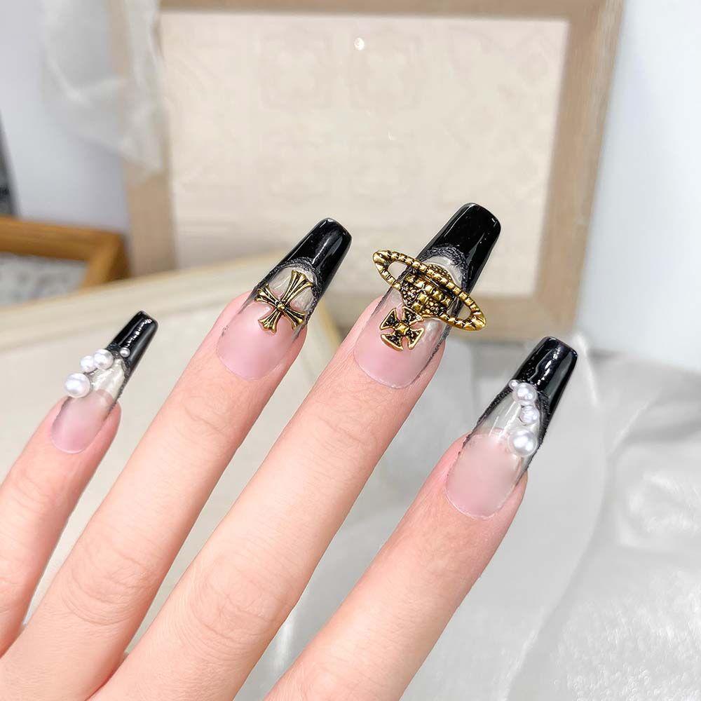 MXBEAUTY 3D Nail Decoration Gold And Silver Charming Crow Heart Old Style Light Luxury Punk Style DIY Nail Art Ornament