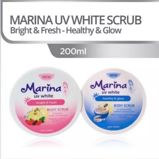 MARINA BODY SCRUB UV WHITE 200ml / Lulur Marina Healthy &amp; Glow, Brightness &amp; Fresh