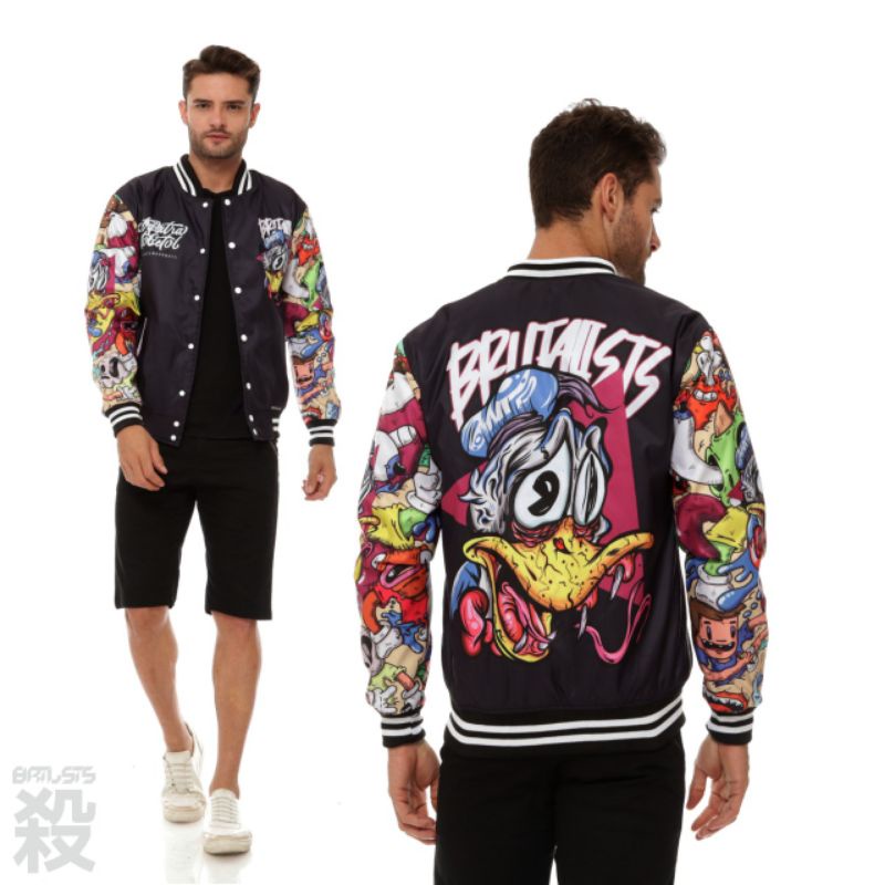 JAKET VARSITY BASEBALL BRUTALISTS DENIM JAKET UNISEX ORIGINAL PRIA WANITA-V07