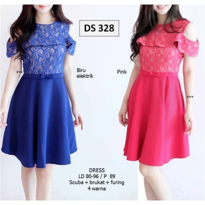 Mini Dress Brukat Minidress Baju Gaun Wanita Murah Brokat Pendek Pesta