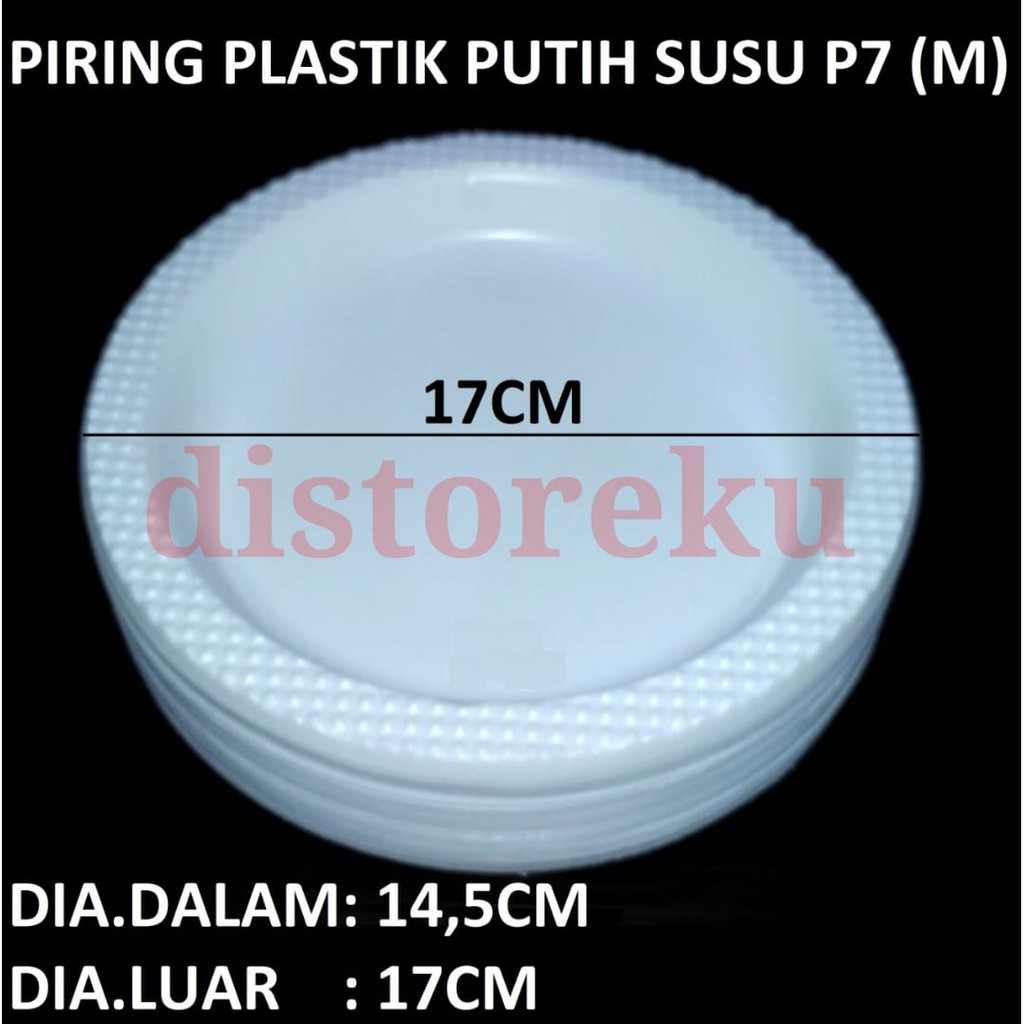 ISI 50PCS Piring Plastik TANGGUNG Putih Susu P7 Plate makan kue ultah MEDIUM