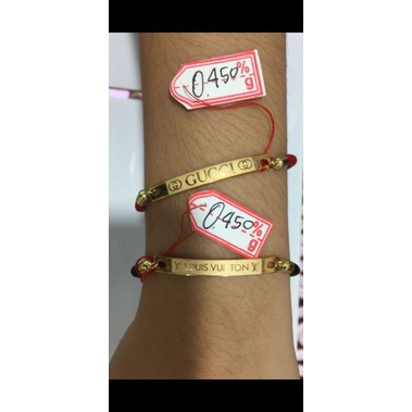 Gelang Plat Emas, kadar 8 K (375%) + tali serut hitam ( berat 0,450 gram) GELANG TALI PLAT