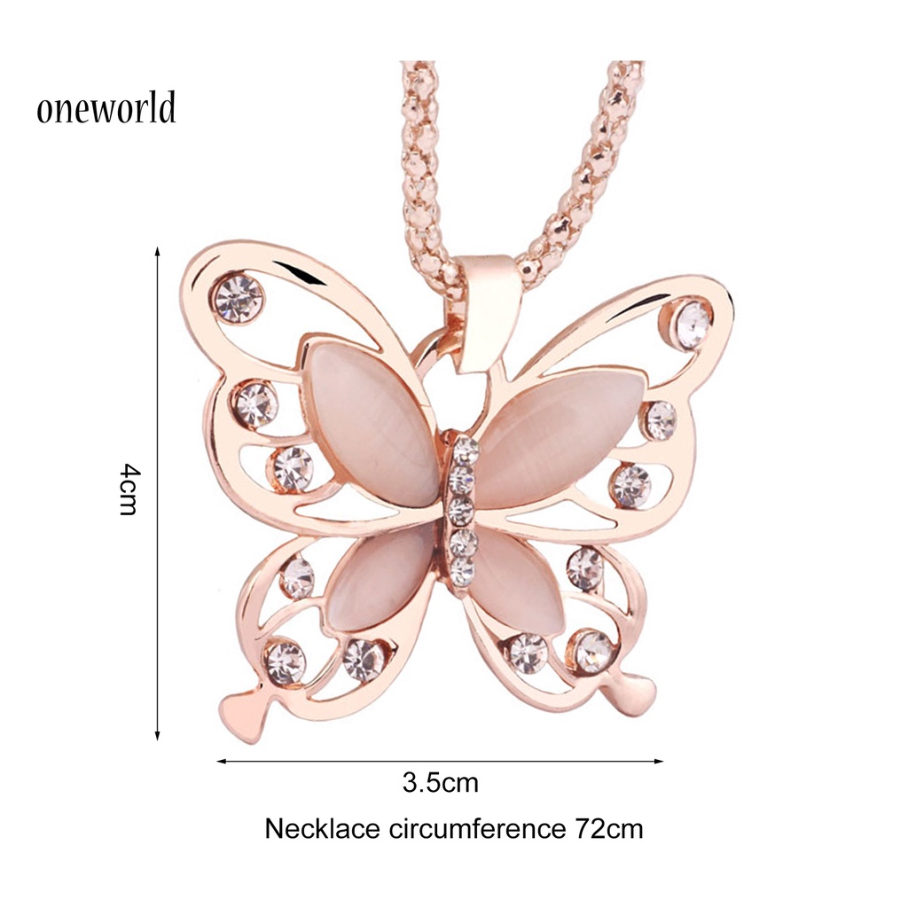 |Onwo Dress Mini Lengan Pendek Untuk Wanita| Kalung Liontin Kupu-Kupu Warna Rose Gold Aksen Berlian Imitasi Untuk Wanita