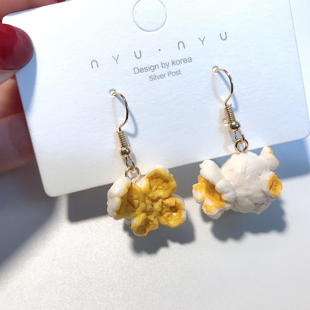 Hu Hu Hu Hu Hu Alat Bantu Pasang Kacamata♡ Anting Kait Gantung Wanita Desain Popcorn Lucu Untuk Pestaclubhadiah