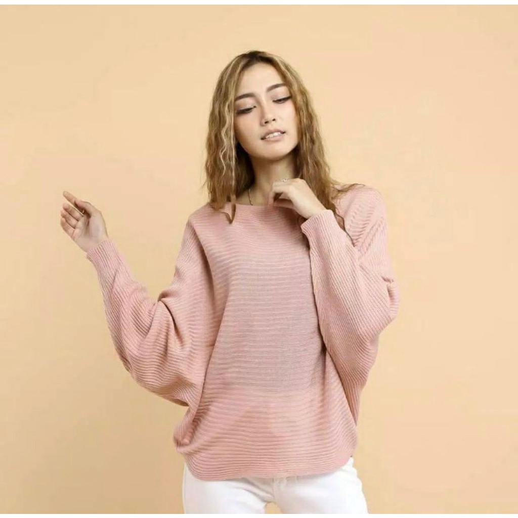 Promo Baju atasan wanita terbaru Rajut Halus RANIA Batwing