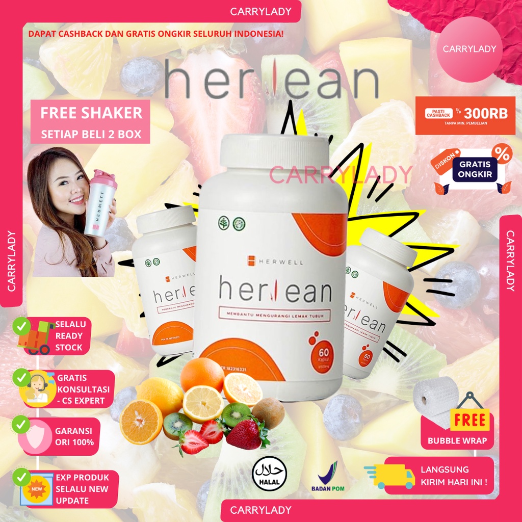 HERLEAN 1 BOX ISI 60 KAPSUL ORIGINAL PEMBAKAR LEMAK PENAHAN NAFSU MAKAN BY HERWELL HERVIBE HERSLIM