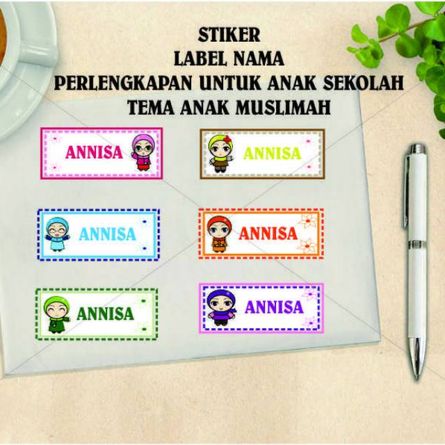 

Stiker Label Nama Motif anak muslimah