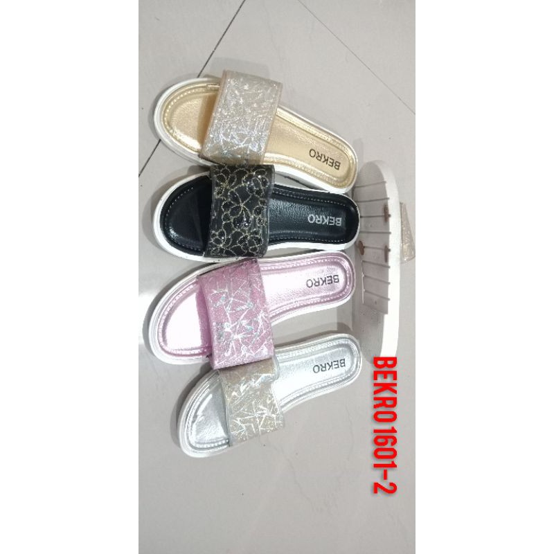 sandal bekro 1601 - sandal jelly selop motif gliter