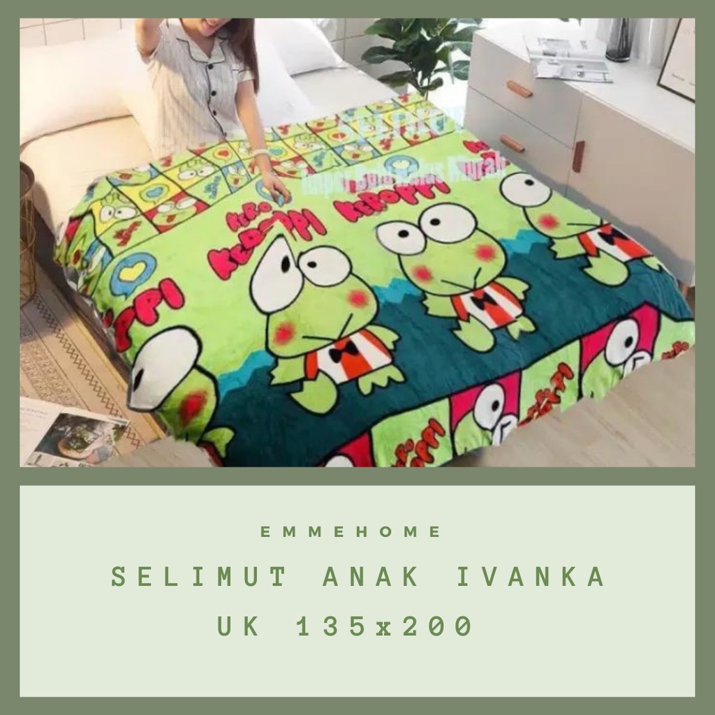 Selimut Bulu Karakter Anak Tebal Lembut &amp; Halus Termurah Motif Bunga &amp; Karakter Anak &quot;Ivanka&quot; Ukuran 135x200