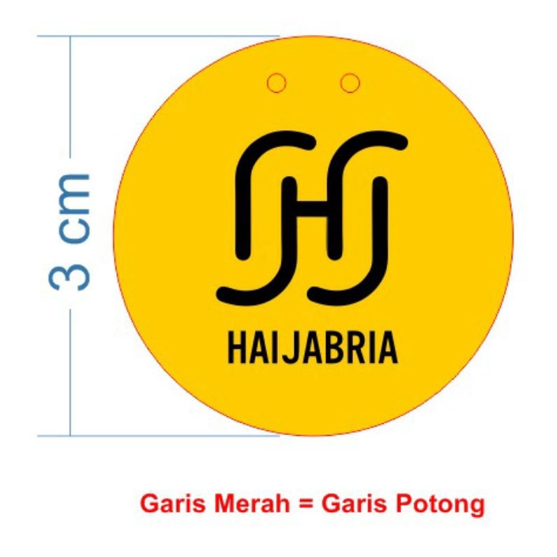 

label hijab akrilik ukuran 2,5cm isi 100pcs