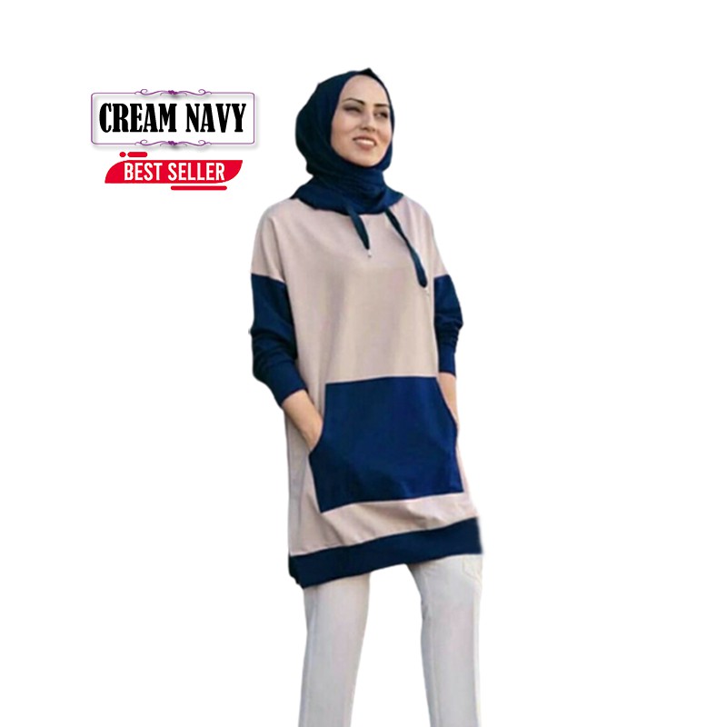 Tunik model hoodie baju muslim wanita terbaru tunik alea Kekinian Fashion Wanita Muslimah Remaja