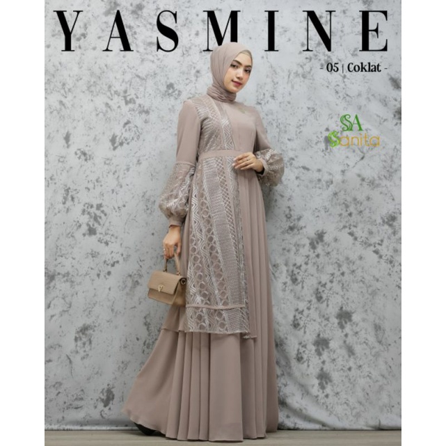Dress Yasmine Ori by Sanita Hijab / Gamis Brukat / Muslimah Branded Wear / Gamis Set Syar'i / Gamis Pesta / Gamis Mewah / Baju Syar'i Pesta / Fashion Muslimah-2