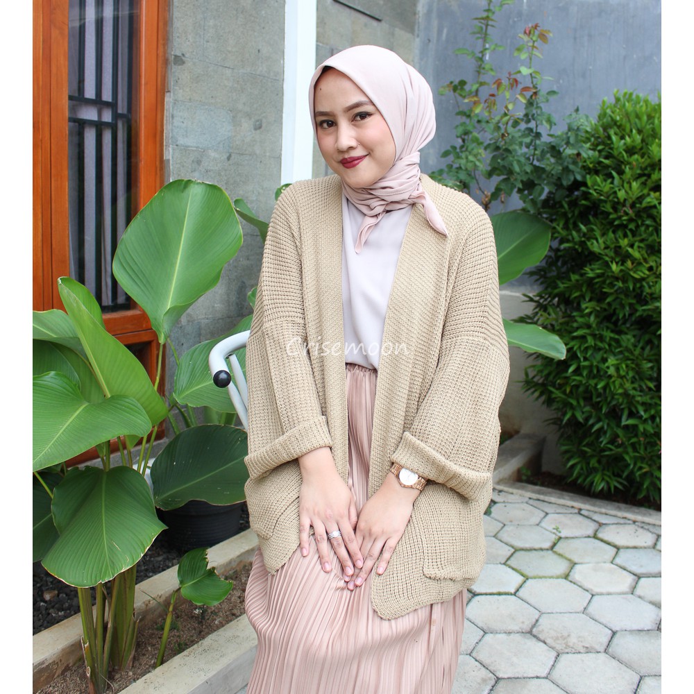 Cardigan Rajut Oversize PREMIUM Kardigan Rajut Jumbo TEBAL-CREAM