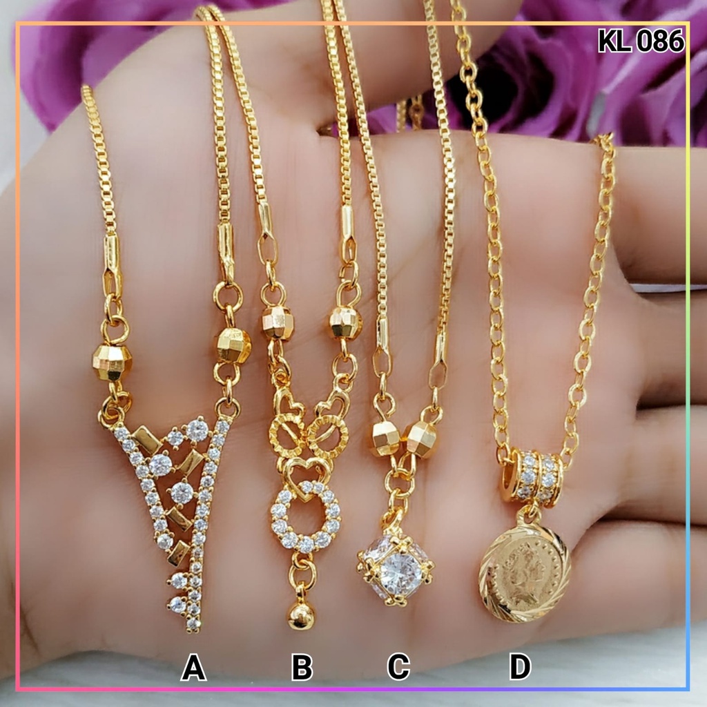 Kalung xuping kalung dewasa koye liontin koin mata pink permata zirkon lapis emas gold KL 086