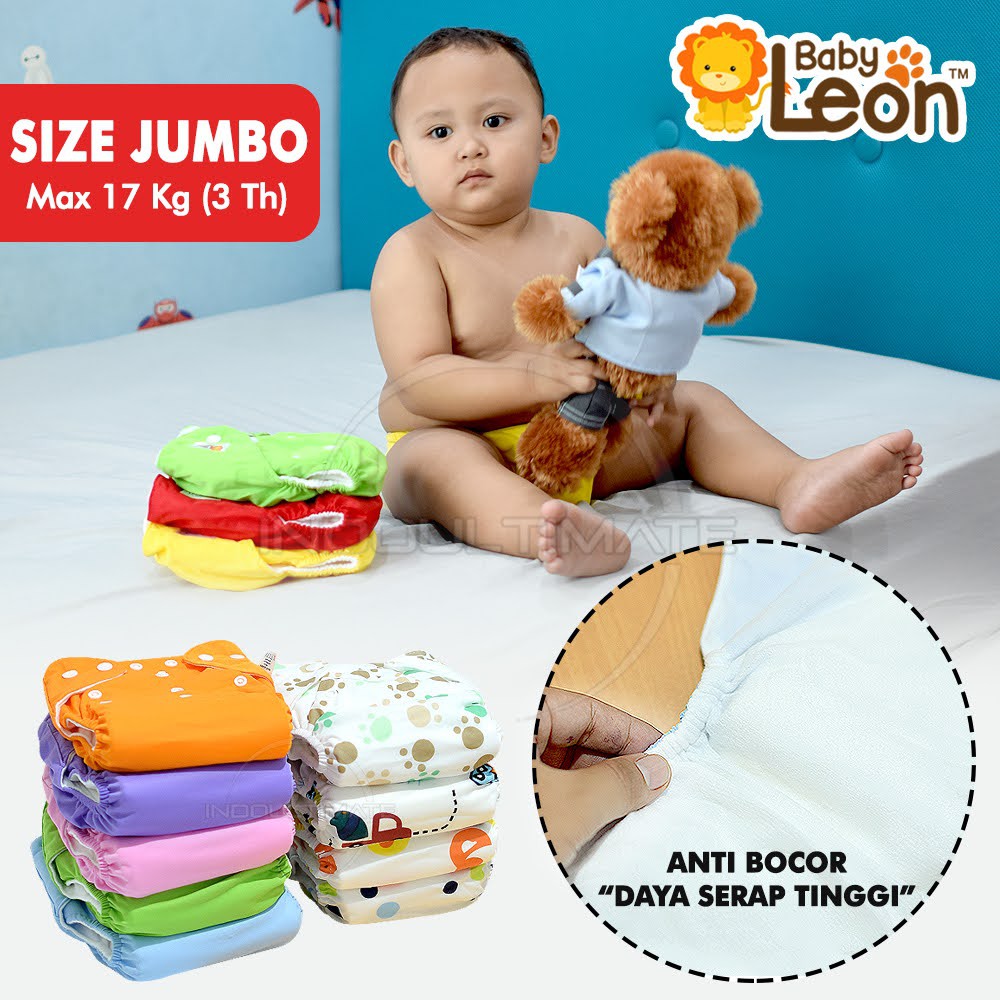 BABY LEON Popok Bayi Size XL 1pcs BY-72 FREE INSERT Clodi Kain Cuci Ulang Newborn