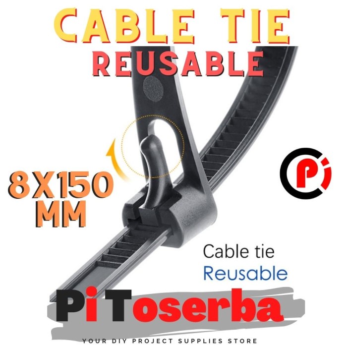 Cable Tie Reusable Ukuran 8 x 150mm Bisa Pakai Ulang Kabel Ties 15cm