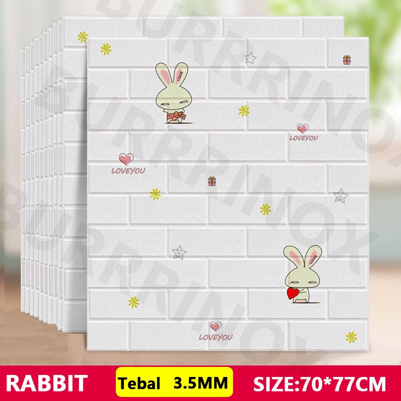 【WR】Wallpaper Dingding 3D Foam Motif Batu Bata Dekorasi Dinding Kamar Murah-Rabbit(3mm)