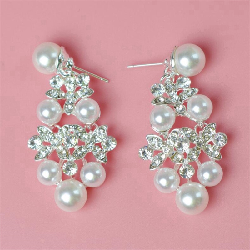 Pearl Wedding Bridal Jewelry Sets For Pageant Prom Bijoux Necklace Earring
