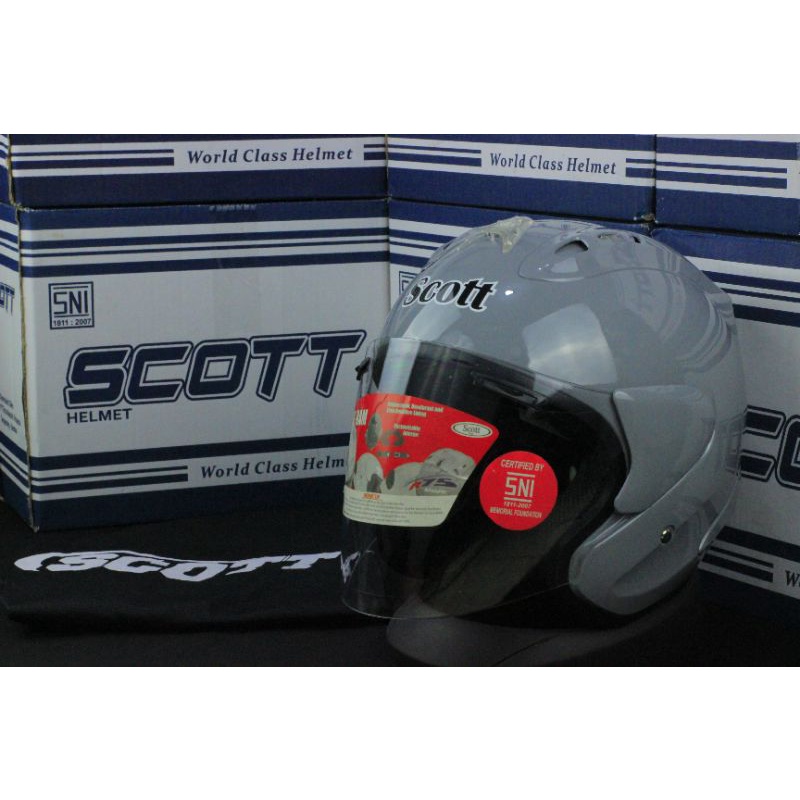 HELM SCOTT RAM 4 GREY GLOSSY /PRODUKSI TERBARU