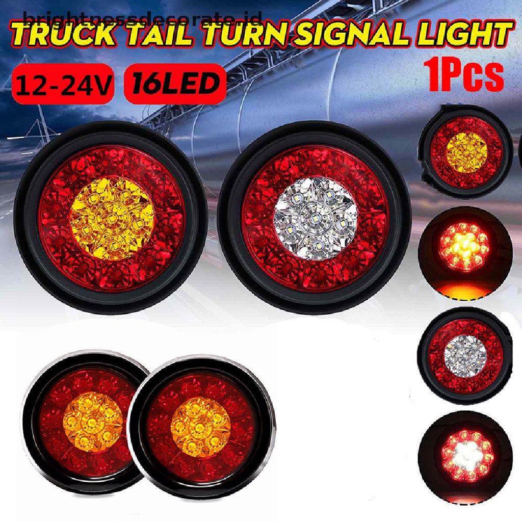 (Birth) Lampu Belakang / Sein / Rem 16-led 4 &quot;Bentuk Bulat Warna Merah / Amber Untuk Truk / Trailer