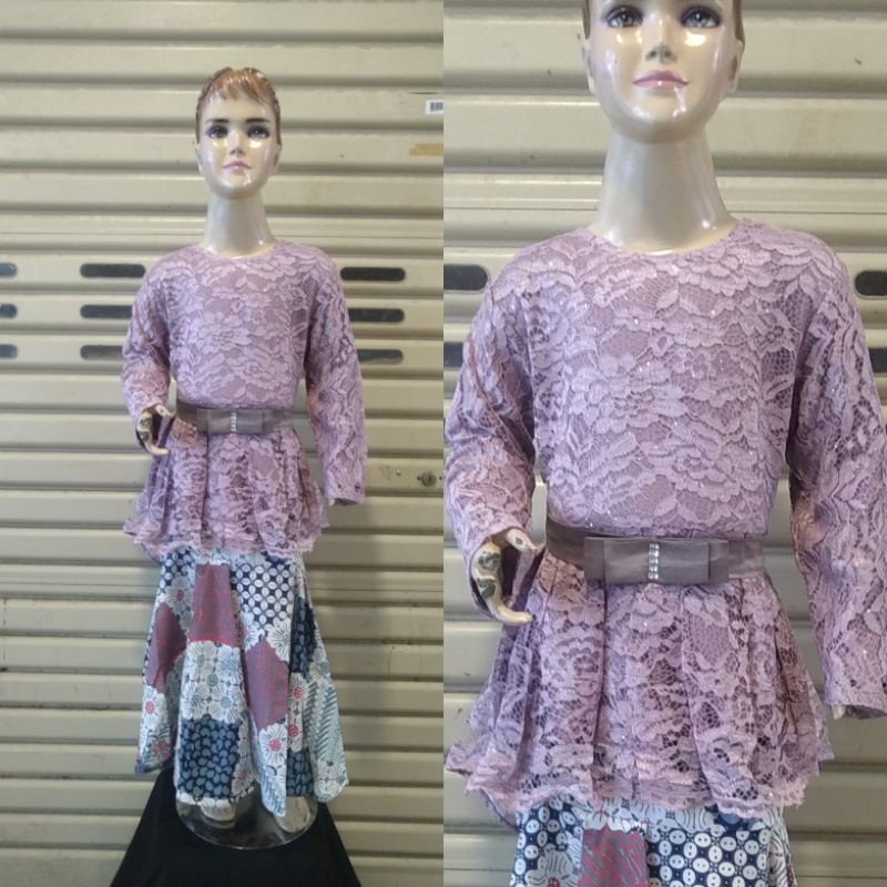 Kebaya brokat anak lilac//kebaya pesta anak lavender//kebaya brokat modern//