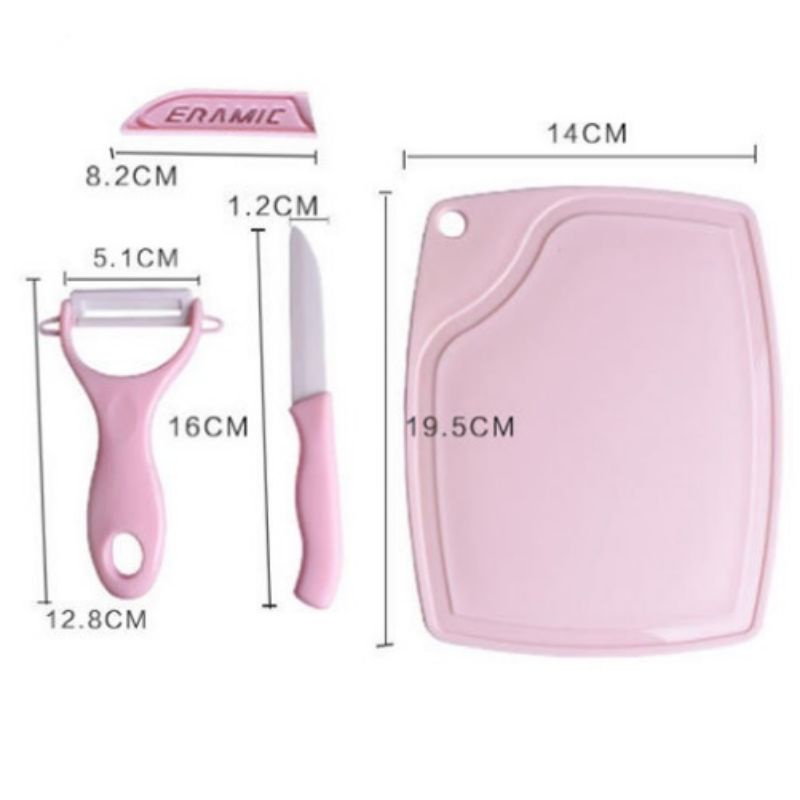 [COD] Telenan Set 3 in 1 Pisau Set 3 in 1 Telenan Pengupas Buah Keramik Import Knife Set Fruit Talenan