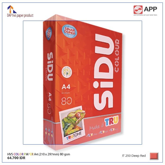 

KERTAS HVS WARNA/A4/DEEP RED/80 GSM/SINAR DUNIA/SDU Terlaris