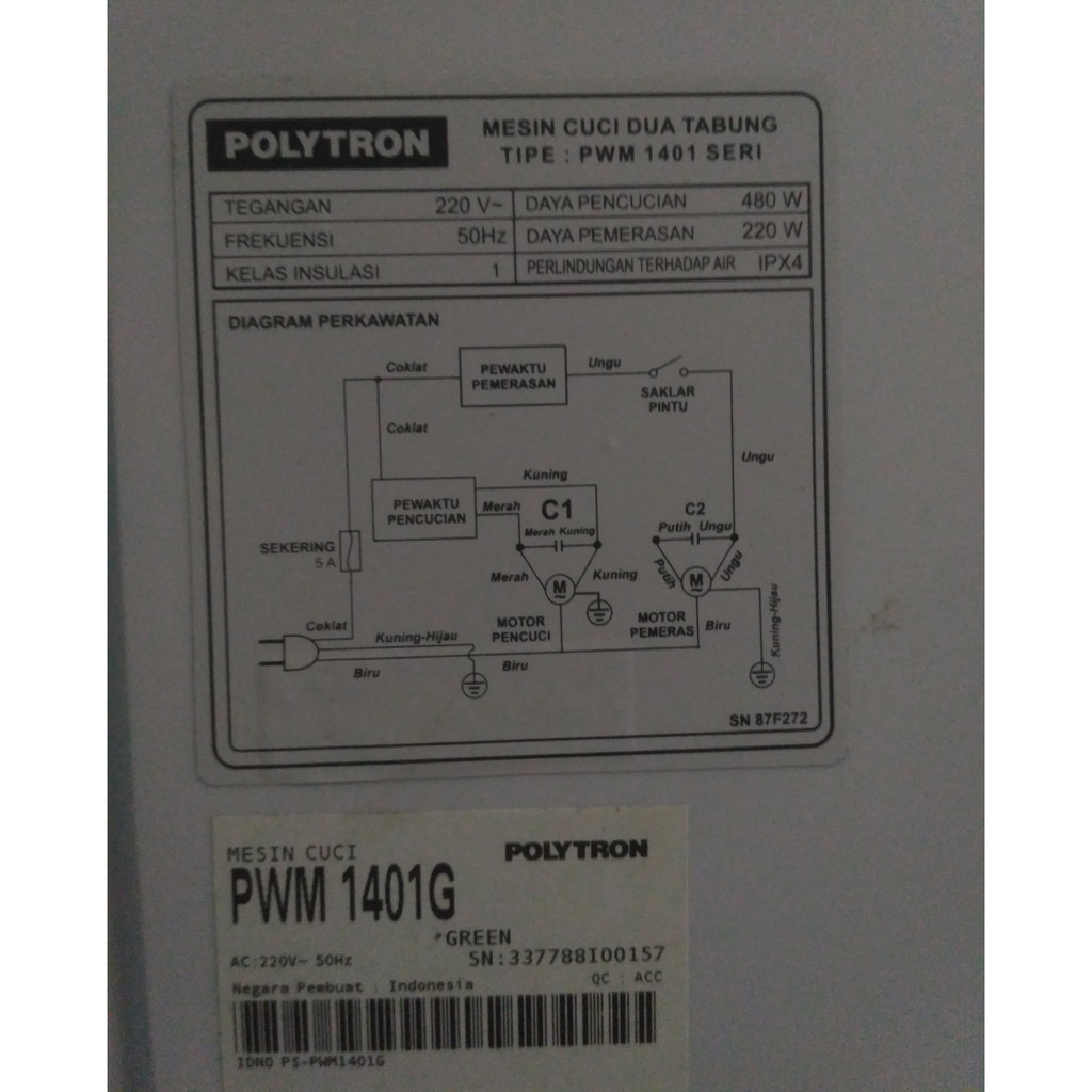 GEARBOX GEAR BOX MESIN CUCI 2 TABUNG POLYTRON PWM 1401G