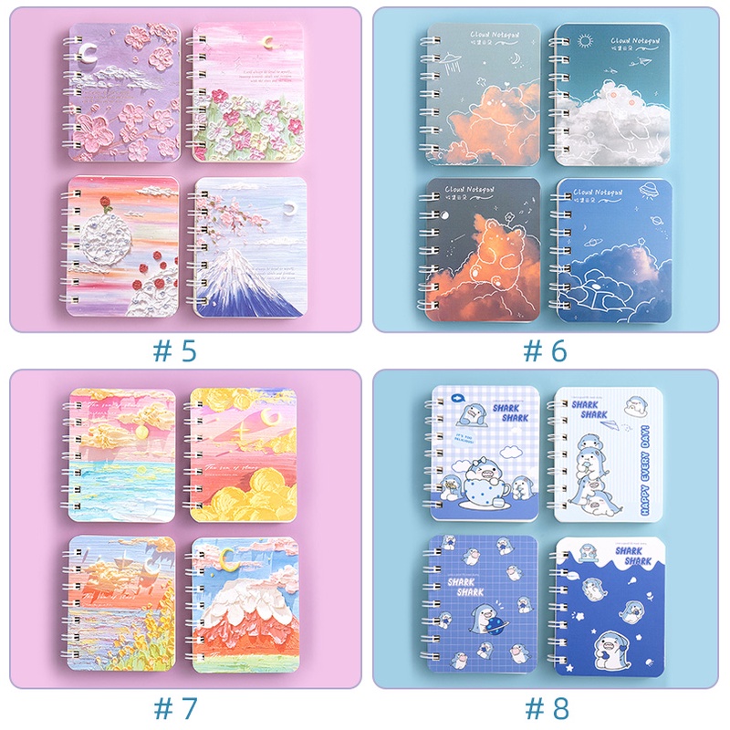 4pcs 80 Lembar A7 Buku Notebook / Catatan Mini Portable Motif Kartun Untuk Pelajar