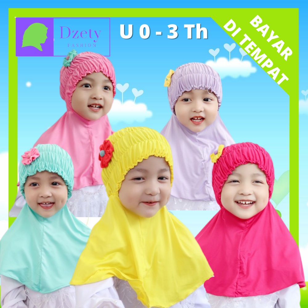 MERAH POLKADOT jilbab bayi instan lucu umur 1 2 3 tahun jilbab kaos anak nyaman lucu premium jersey 