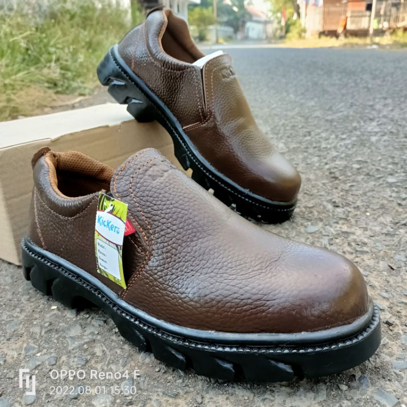 Sepatu Safety Slip On Pria Ujung Besi Jogger Sport King Safty Pria Sefty King Septi boot Kulit Asli