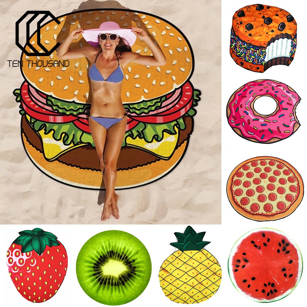 Bayar Di Tempat Pineapple Doughnut Pizza Chiffon Beach Towel Tapestry Mat Blanket Decor Shopee Indonesia
