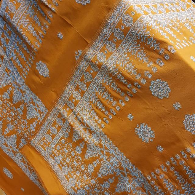 Songket palembang asli sutra benang 2 helai  cantik manis orens silver