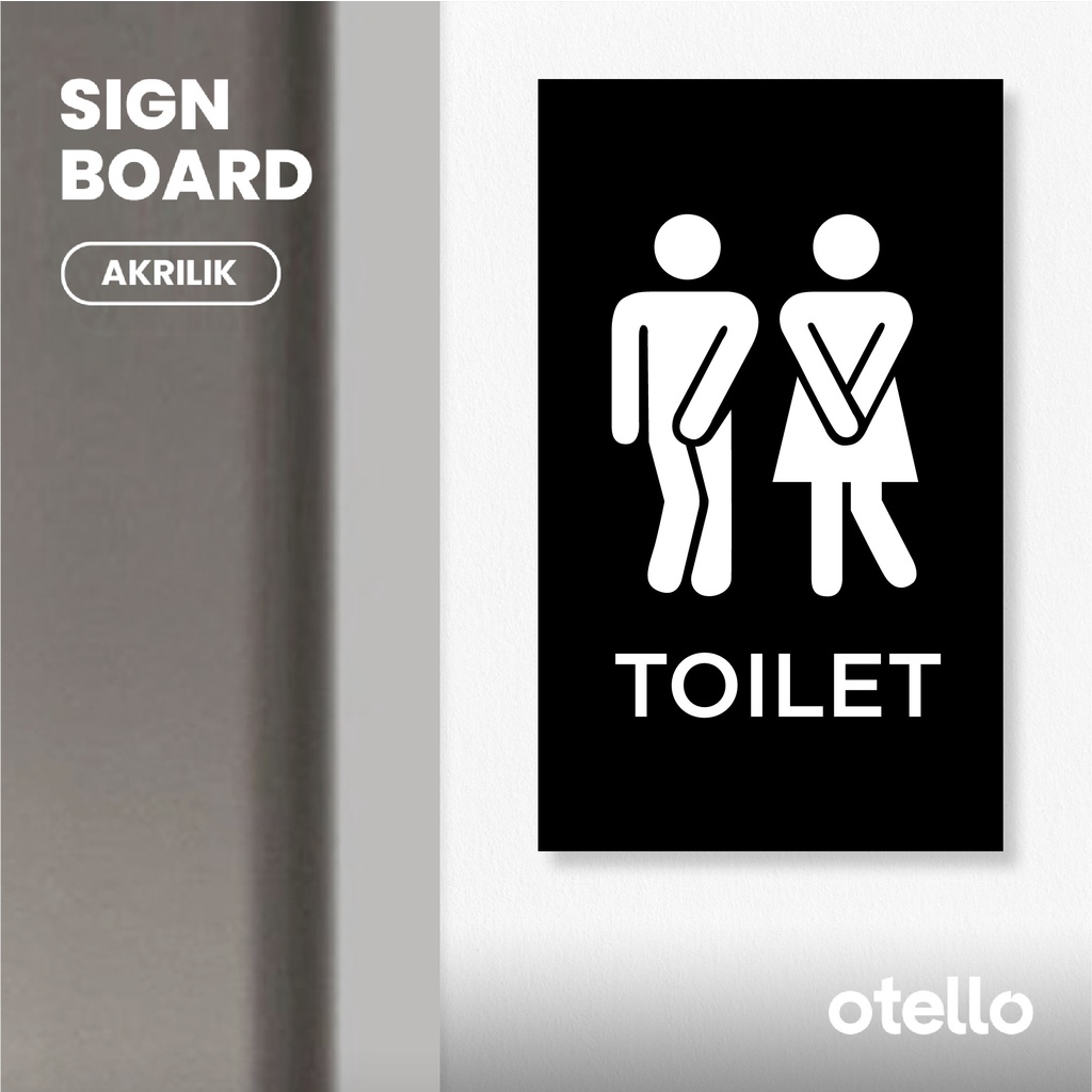 Otello Sign Papan Toilet Pria Wanita Akrilik Tempel Signage Petunjuk Nama Ruangan Tanda Penanda Dinding Pintu Ruangan Acrylic