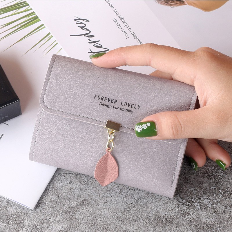 ♥ TMALL88♥ DOMPET LIPAT MINI WANITA / GANTUNGAN DAUN CANTIK