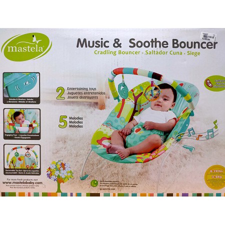 Mastela Baby Bouncer 1 Recline Music and Soothe Blue Giraffe 6703