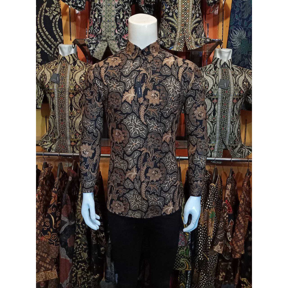 Baju batik slimfit kemeja pria lengan panjang