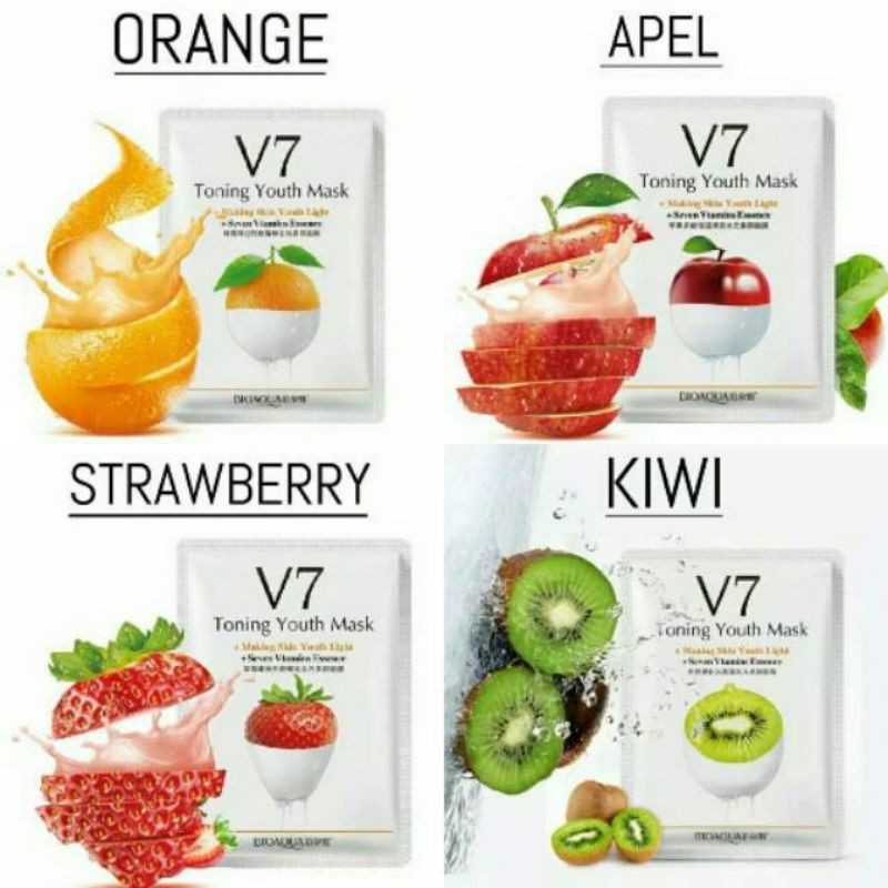 ☀️ YAMSHOP88 ☀️ BIOAQUA V7 TONING YOUTH MASK SHEET Masker Wajah Buah Makassar Murah Termurah
