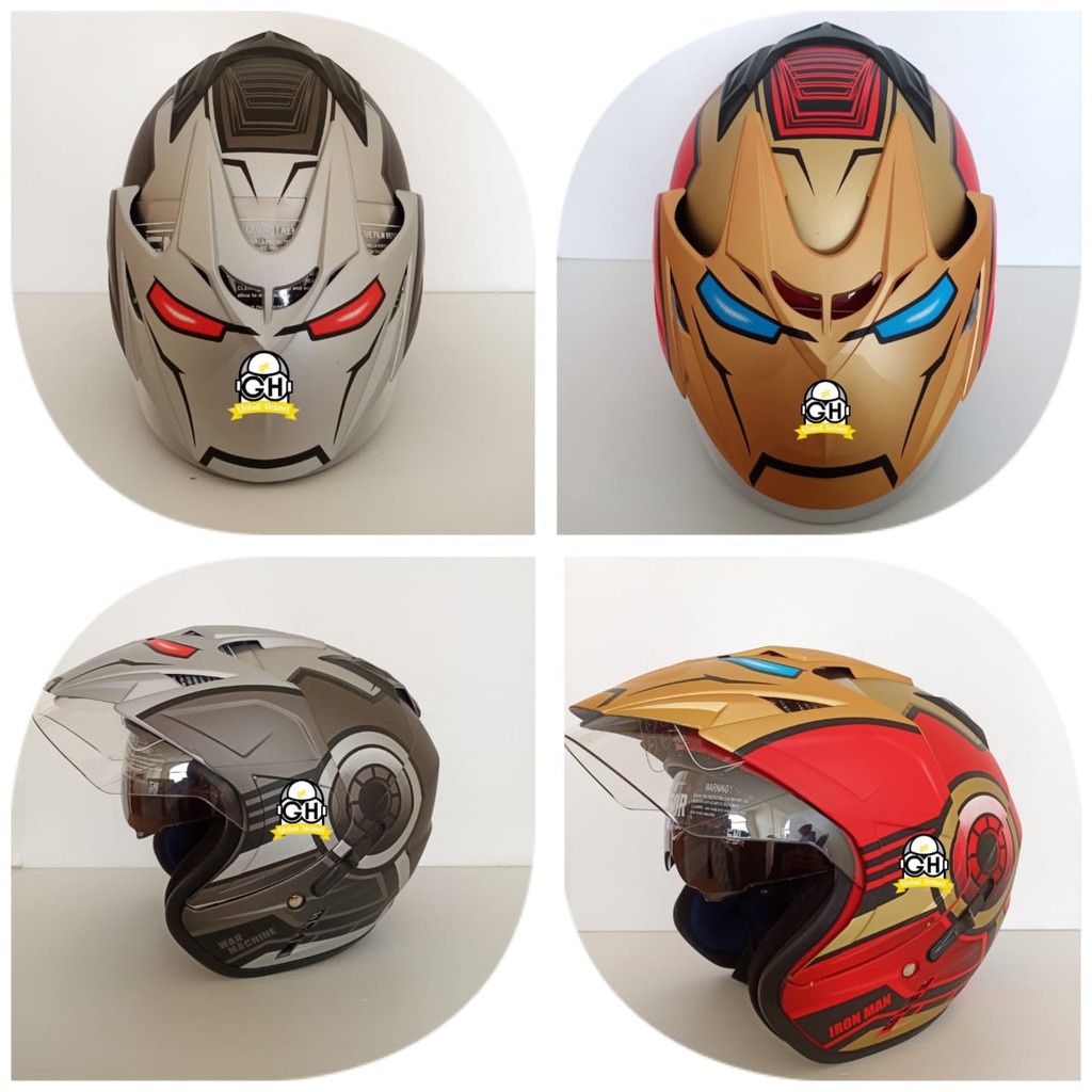 HELM MARVEL IRONMAN AVENGERS HELM DUA KACA MURAH HELM DOUBLE VISOR MURAH HELM DEWASA MURAH