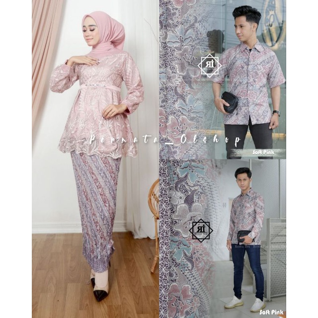 Permata Olshop / Couple Set Kebaya Shahilla dan Kemeja Batik / Kebaya Modern / Kebaya Lamaran / Baju Couple Kebaya Modern