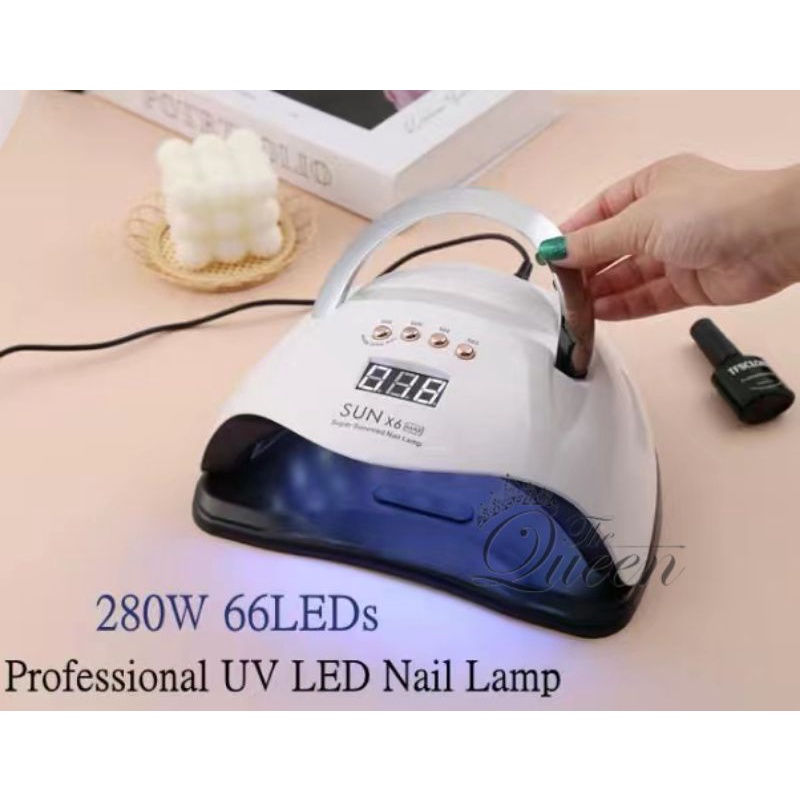 SUN X6 MAX 280W GARANSI SATU BULAN UV Lamp 66leds Dalam Full Hitam Alat Pengering Kutek UV Led Nail Lamp Pengering Kuku Profesional