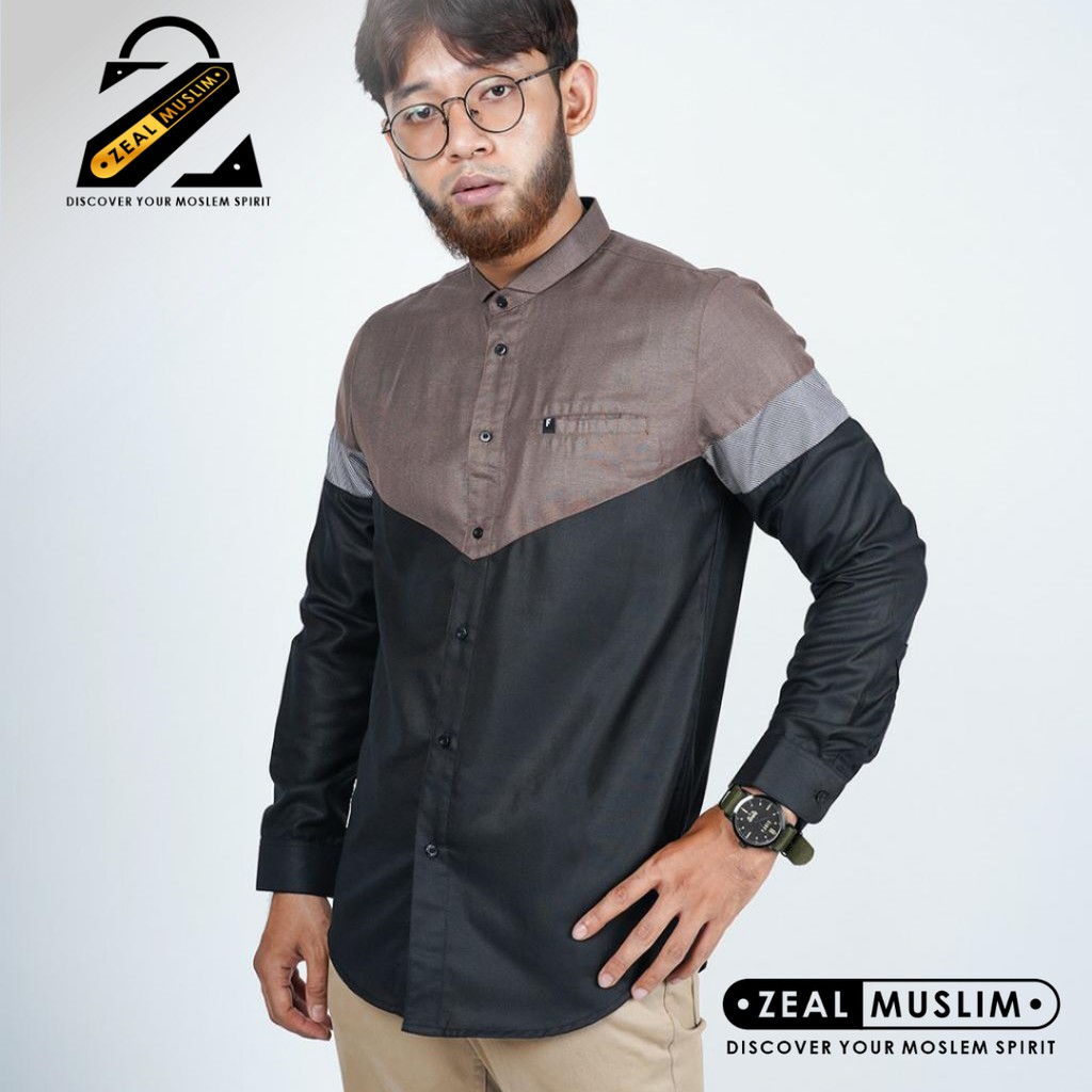 Baju Koko modern pria Khaled lengan panjang by FADKHERA