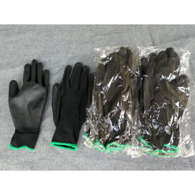 Sarung Tangan PalmFit Polyurethane Hitam Polos Tanpa Merk-M