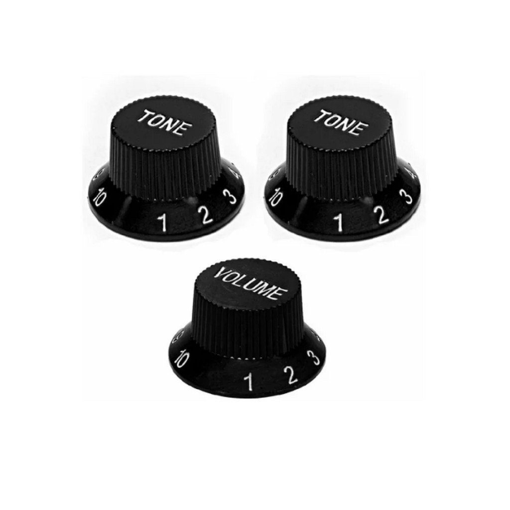 Black Plastik Knob Bells Untuk Gitar Stratocaster