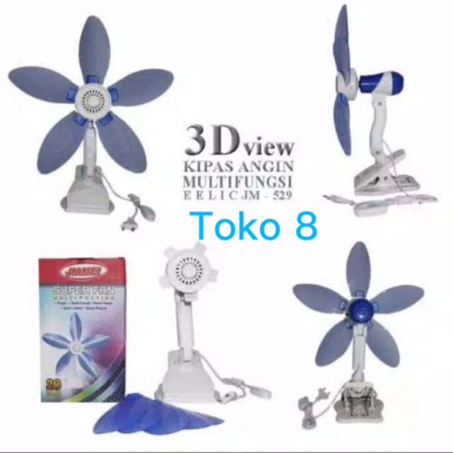 KIPAS ANGIN / MINI FAN MULTIFUNGSI 5 BALING BALING 20W Jepit