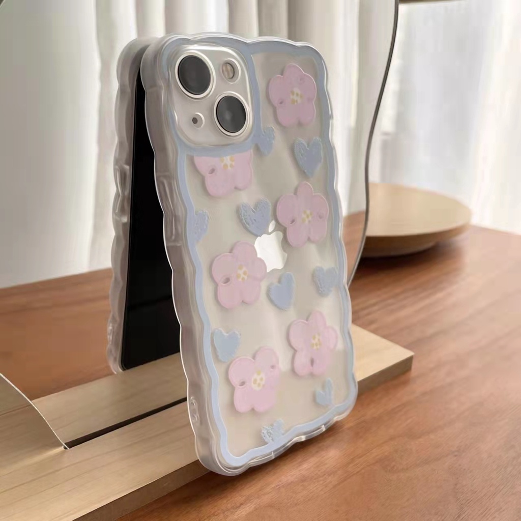 iPhone Case iPhone 13 13pro 13prm Silicone Soft Case Transparan Bergelombang Perbatasan Kartun Lucu untuk iphone 11 iphone 12 pro max iphone 7 plus iphone 8 plus phone xr xs max X Xr 11 Max 8plus iphone Pro mini7SE