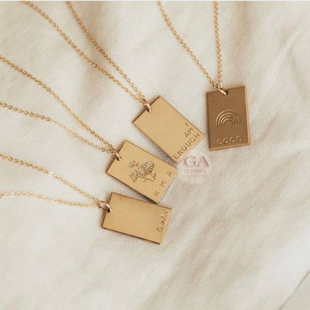 Perhiasan Accesories Kalung Liontin Mama Infinity Custom Nama Logo Lapis Emas Anak Wanita Kado Murah