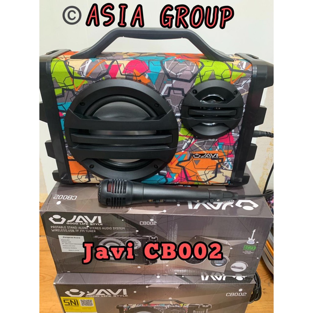 PROMO~Speaker Portable JAVI CB002 Bluetooth Karaoke Guitar + 1MIC High Power Guitar Musik radio fm