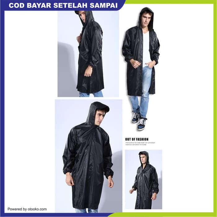 Jas Hujan Jubah Rok Poncho Dewasa Ringan Lentur Dengan Topi EVA 369