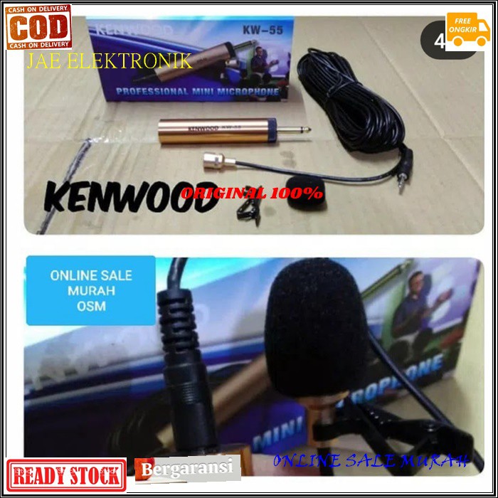 G64 kenwood Mic Jepit kabel 8 meter Kancing kerah baju microphone Clip on klip tie Condensor sensit